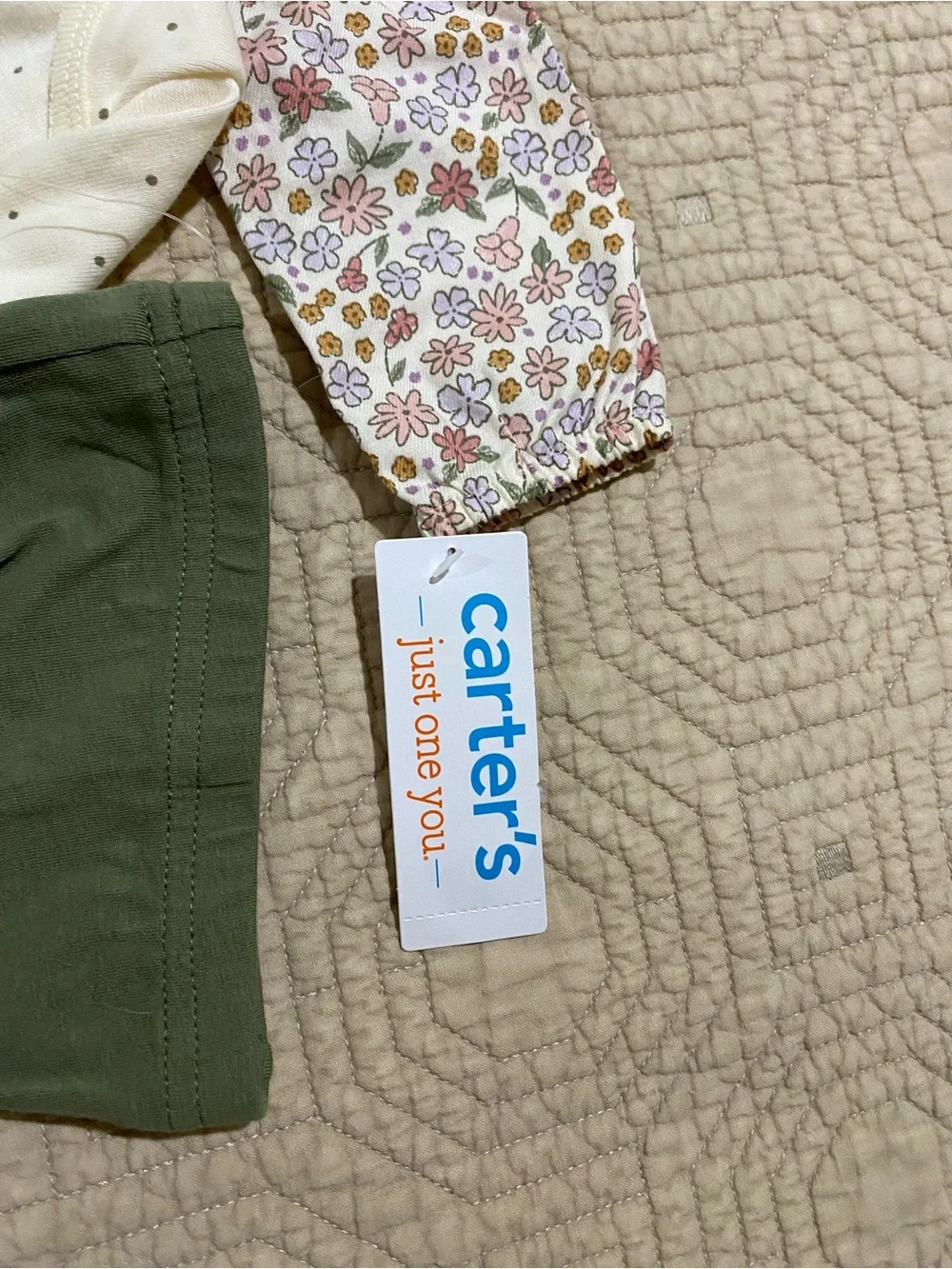 Carter's Floral & Neutral Baby Outfit Set - Cream, Olive, Navy